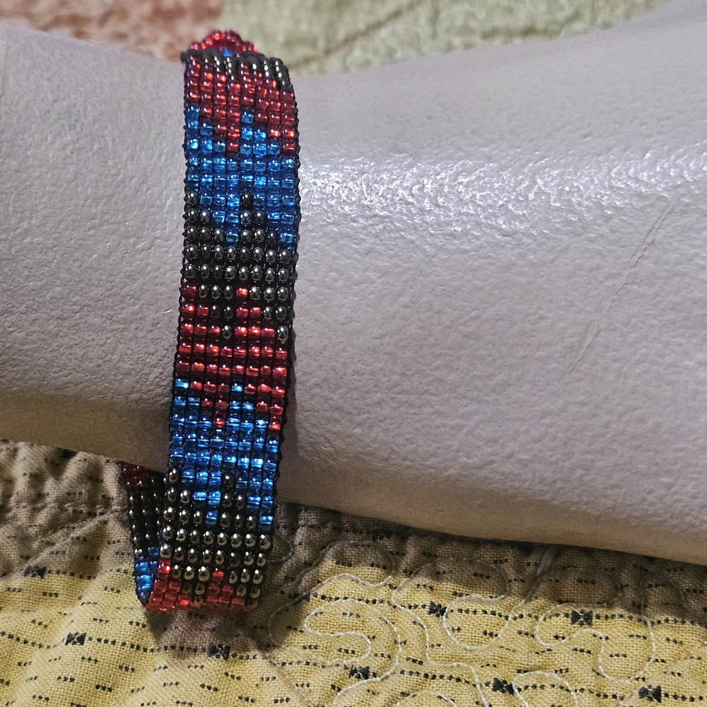 Vintage Red, Blue & Black Beads Tribal Style Design Bracelet